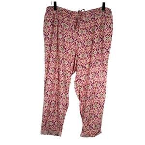 Sundance Women's Boho Crop Lounge Pants M Printed Cotton Drawstring Pockets
